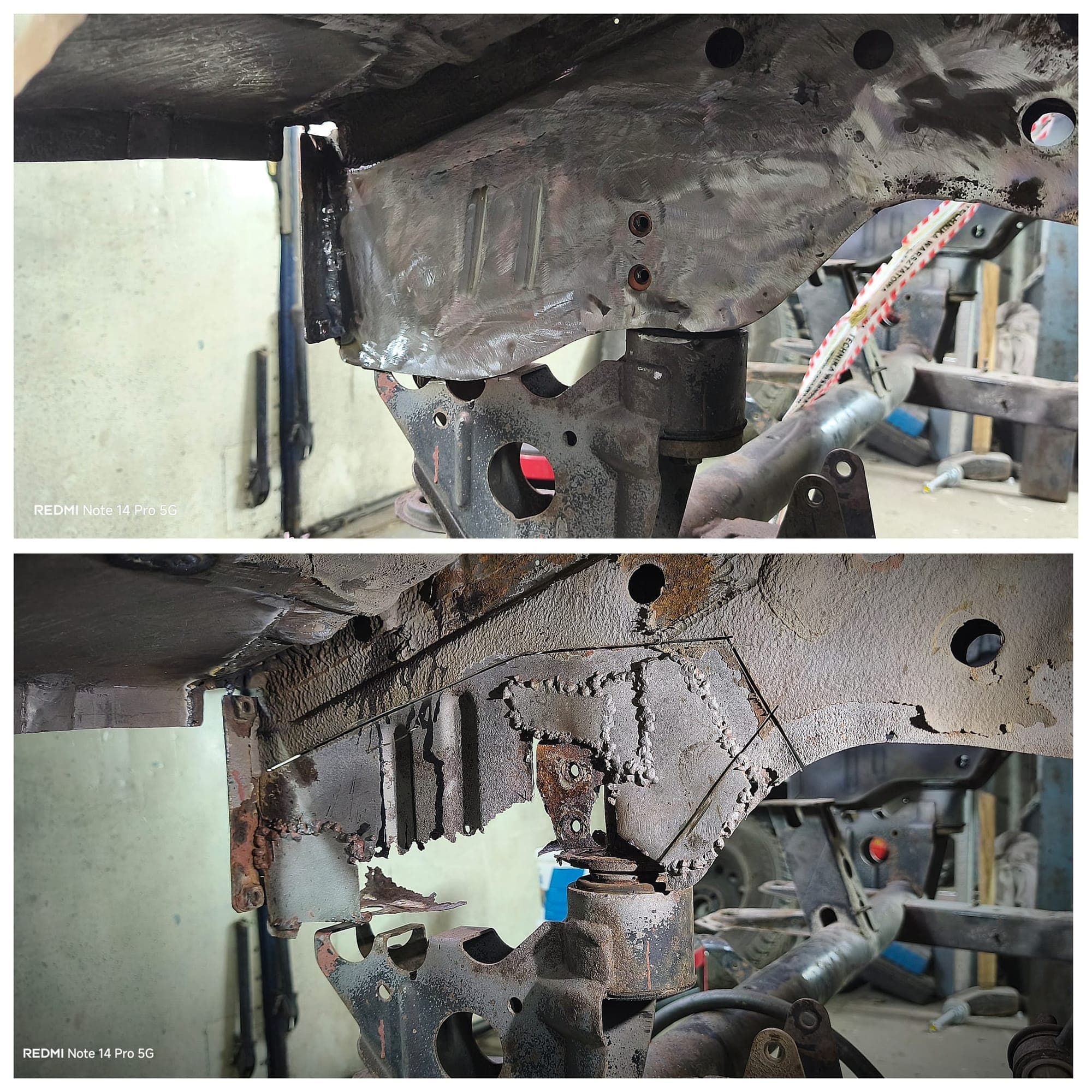 Floor repair — new steel inserts